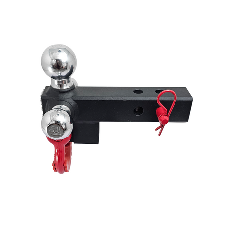 Patriot Hitches 4-Way 3-Ball Mount for 2" Hitches - The Captain - 30K - Red Accent (Texture Chrome)