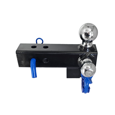 Patriot Hitches 4-Way 3-Ball Mount for 2-1/2" Hitches - The Captain - 30K - Blue Accent (Black Gloss - Chrome)