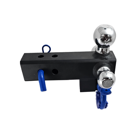 Patriot Hitches 4-Way 3-Ball Mount for 2-1/2" Hitches - The Captain - 30K - Blue Accent (Texture Chrome)