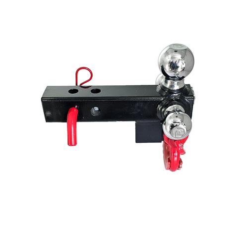 Patriot Hitches 4-Way 3-Ball Mount for 2" Hitches - The Captain - 30K - Red Accent (Black Gloss Chrome)