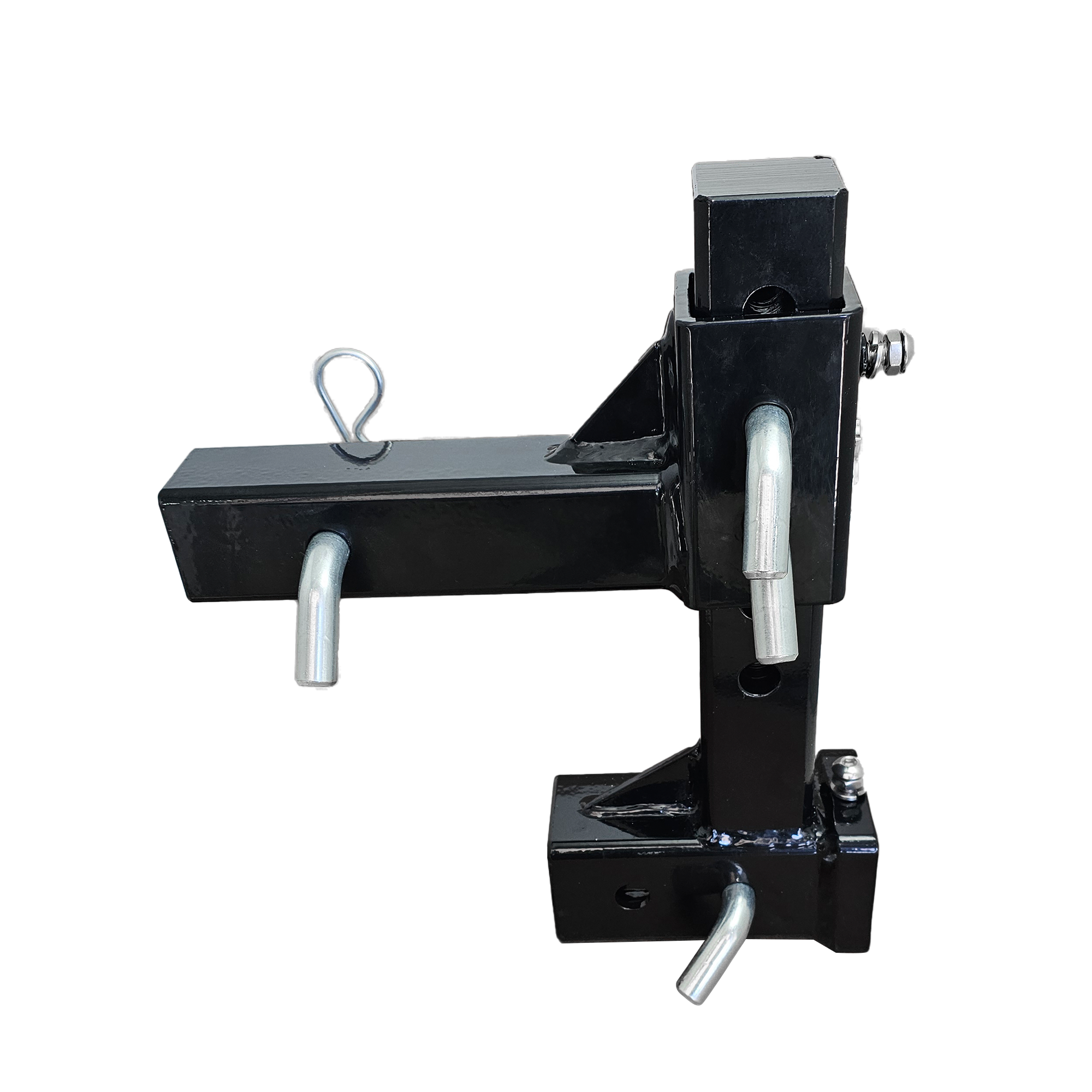 The General Heavy Duty - 2" Adjustable Drop Hitch Adapter - 11" Rise/Drop - 10K - Silver Accent (Black Gloss)