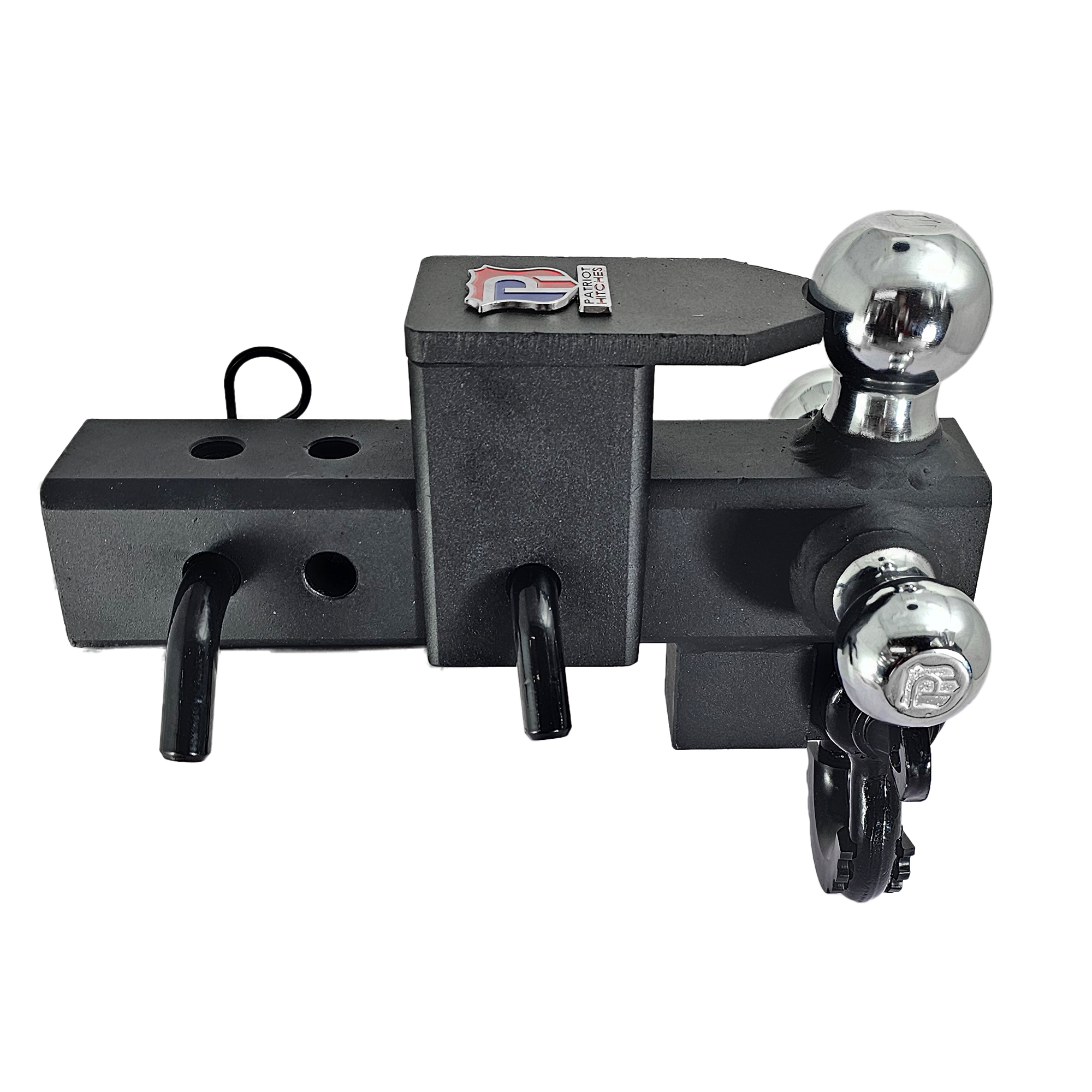 The Captain 5 in 1 - 5-Way 3-Ball Mount for 2-1/2" Hitches - 30K – Black Gloss Accent (Texture Chrome)