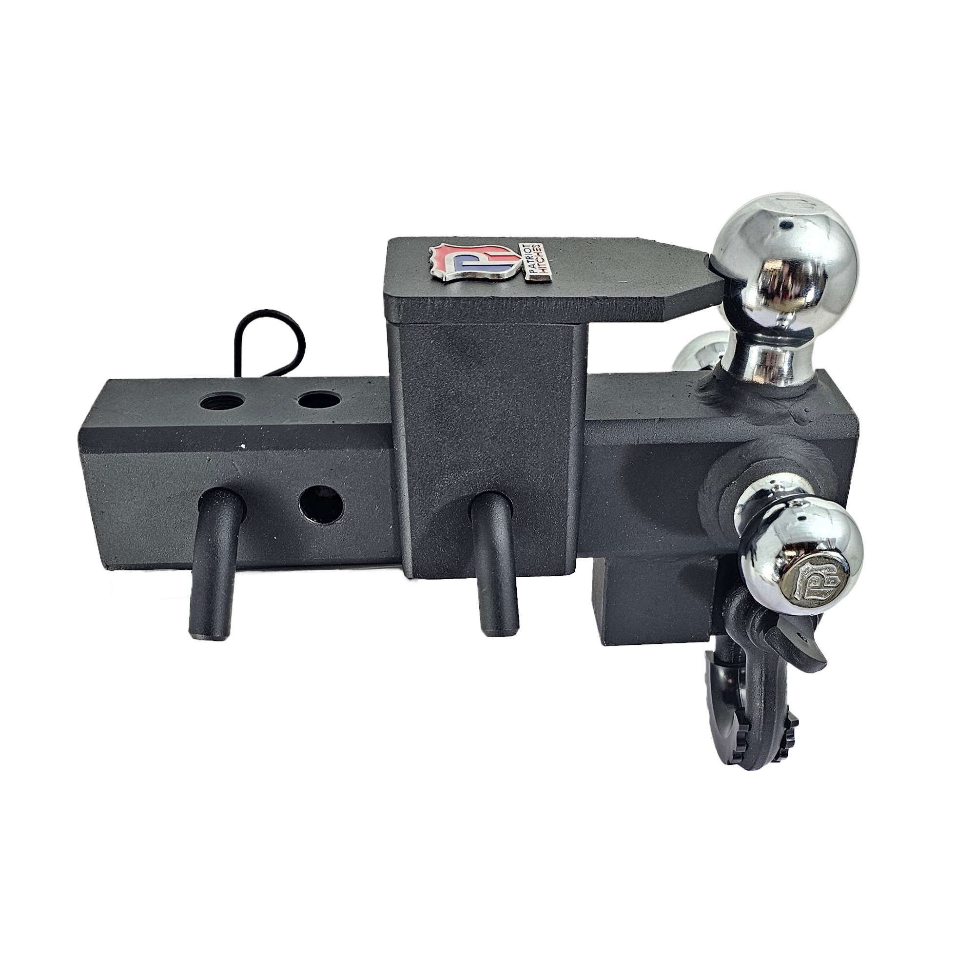 The Captain 5 in 1 - 5-Way 3-Ball Mount for 2-1/2" Hitches - 30K – Black Texture Accent (Texture Chrome)