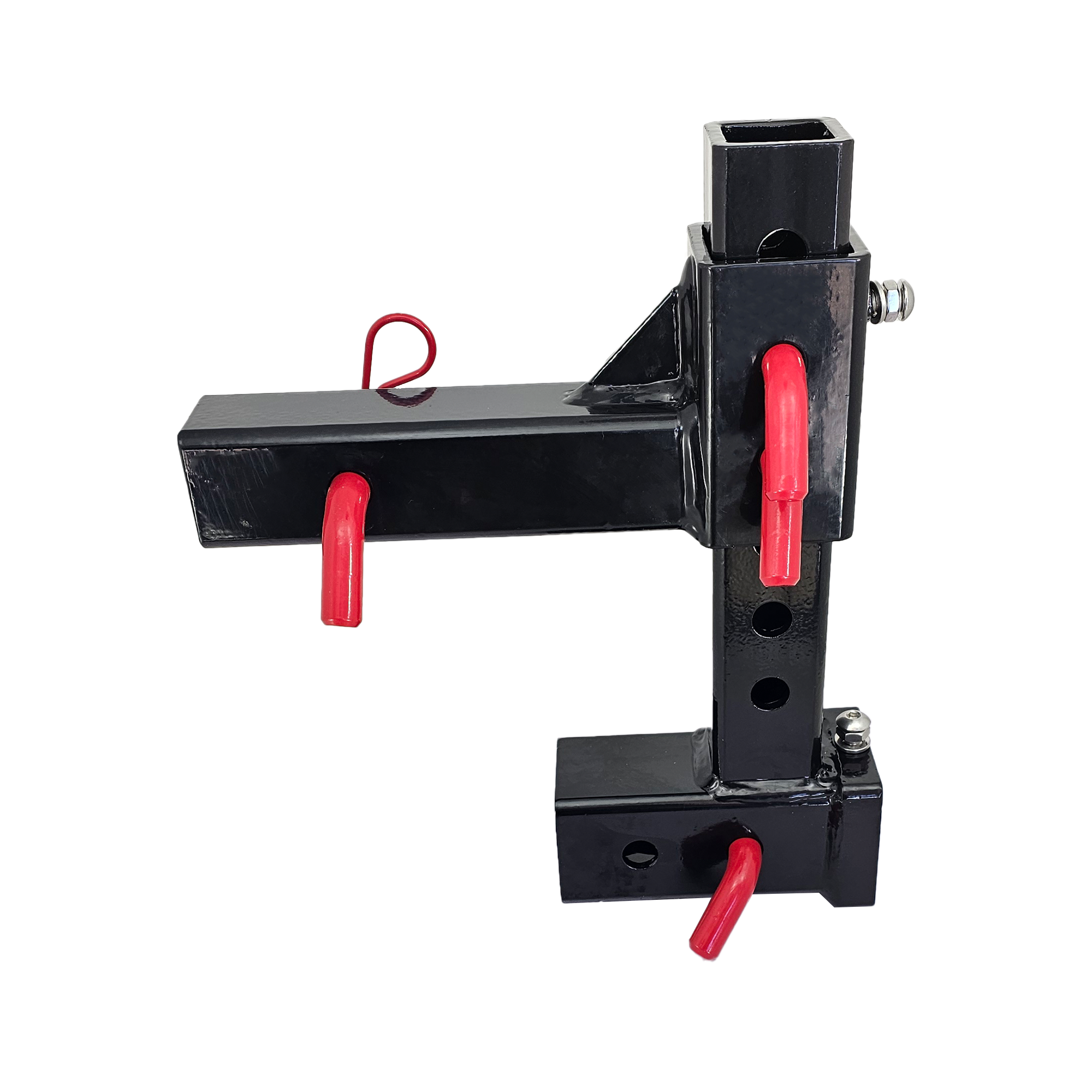 The General Normal Duty - 2" Adjustable Drop Hitch Adapter - 11" Rise/Drop - 7K - Red Accent (Black Gloss)