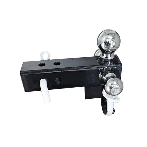 Patriot Hitches 4-Way 3-Ball Mount for 2-1/2" Hitches - The Captain - 30K - White Accent (Black Gloss - Chrome)