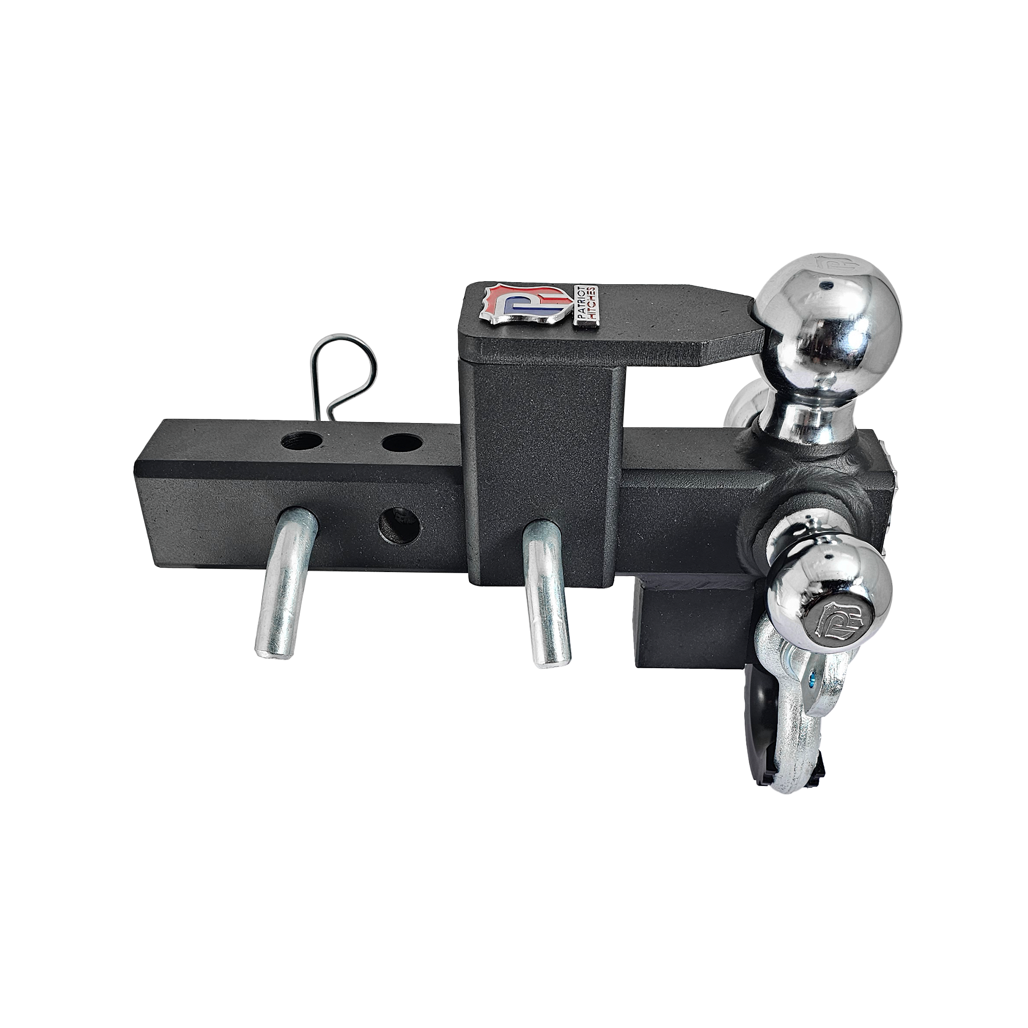 The Captain 5 in 1 - 5-Way 3-Ball Mount for 2" Hitches - 30K – Silver Accent (Texture Chrome)