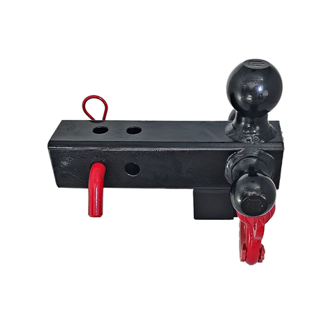 Patriot Hitches 4-Way 3-Ball Mount for 2-1/2" Hitches - The Captain - 30K - Red Accent (Black Gloss)