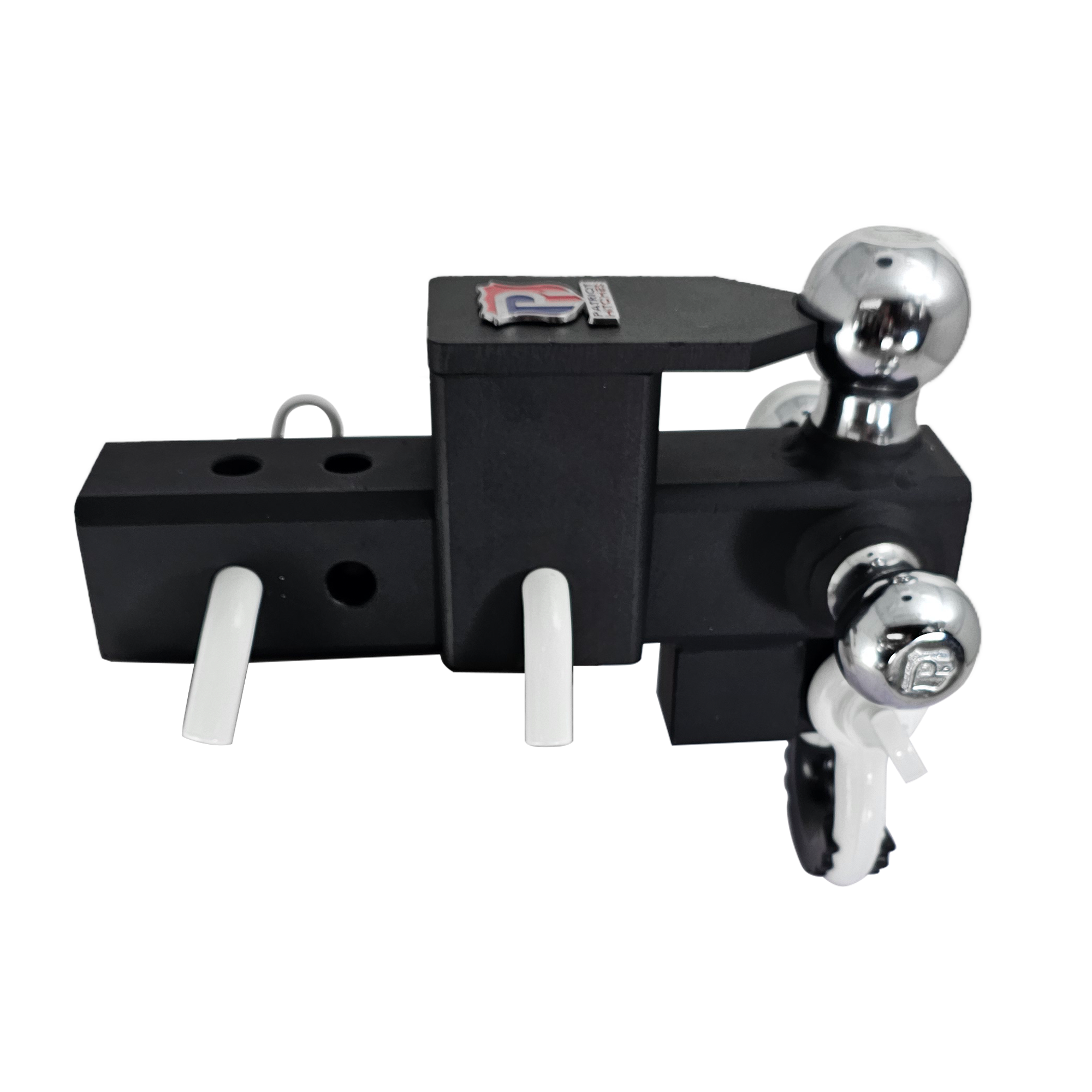 The Captain 5 in 1 - 5-Way 3-Ball Mount for 2-1/2" Hitches - 30K – White Accent (Texture Chrome)