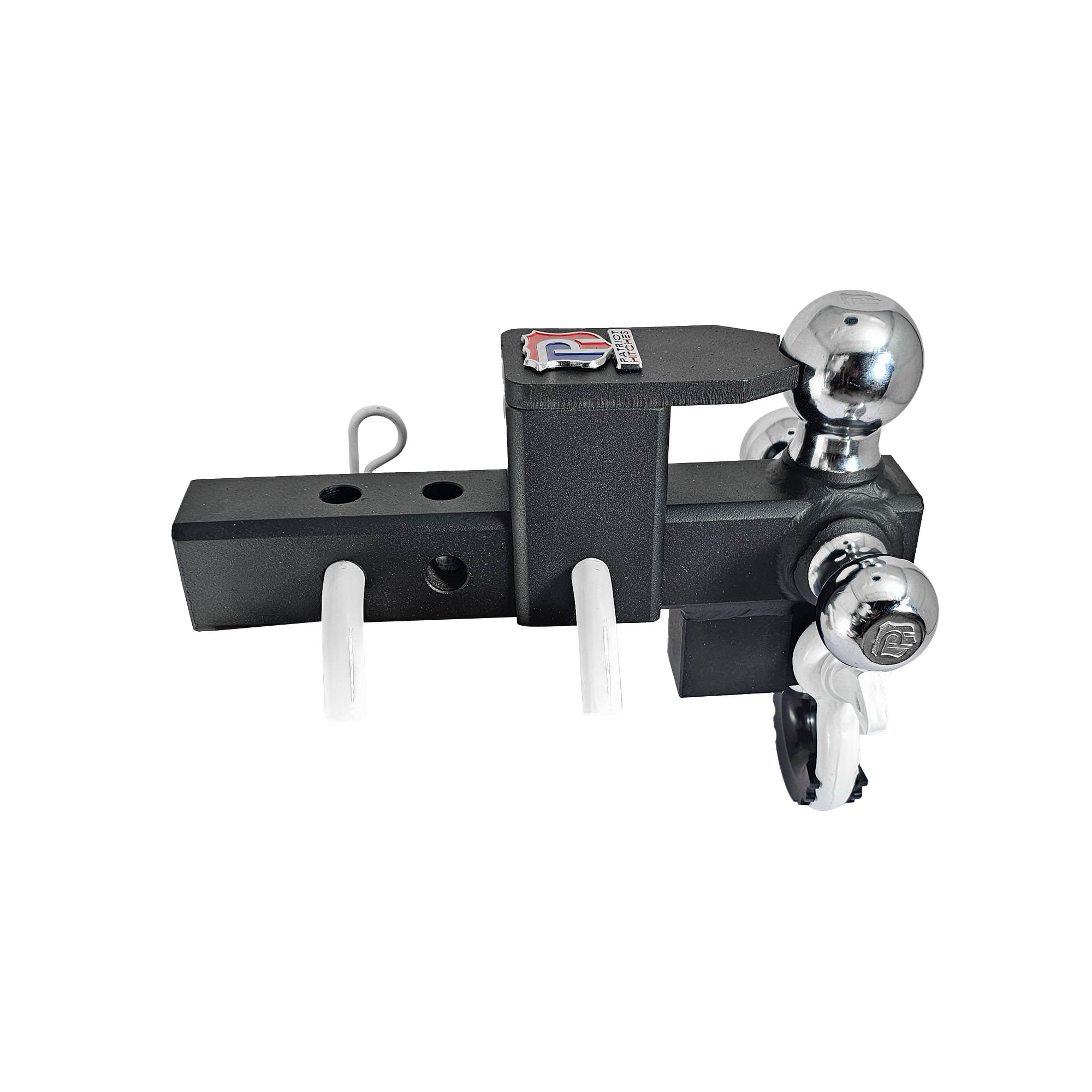 The Captain 5 in 1 - 5-Way 3-Ball Mount for 2" Hitches - 30K – White Accent (Texture Chrome)