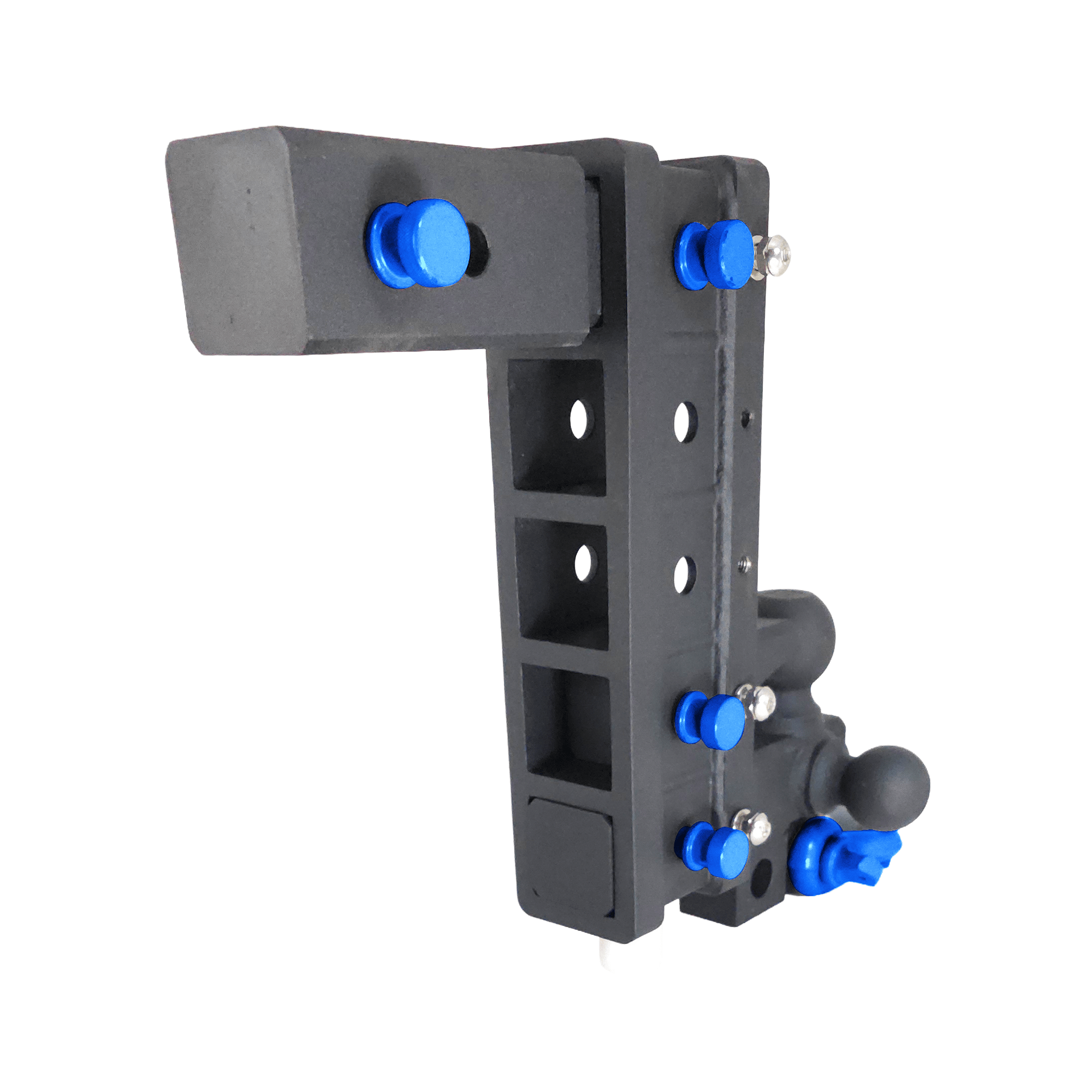 The Patriot - 10-Way+ 3-Ball Mount w/ Adjustable Stacked Receivers – 2-1/2" Hitch – 30K – Blue Accent