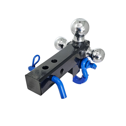 Patriot Hitches 4-Way 3-Ball Mount for 2" Hitches - The Captain - 30K - Blue Accent (Black Gloss Chrome)