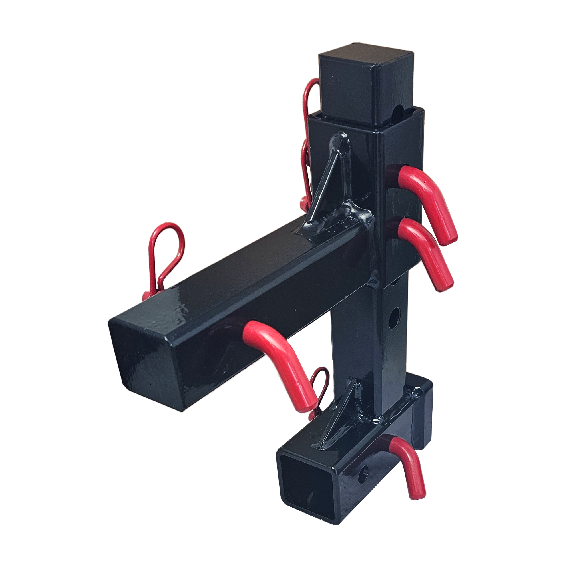 The General Heavy Duty - 2" Adjustable Drop Hitch Adapter - 11" Rise/Drop - 10K - Red Accent (Black Gloss)