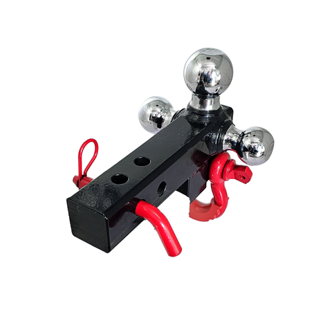 Patriot Hitches 4-Way 3-Ball Mount for 2" Hitches - The Captain - 30K - Red Accent (Black Gloss Chrome)