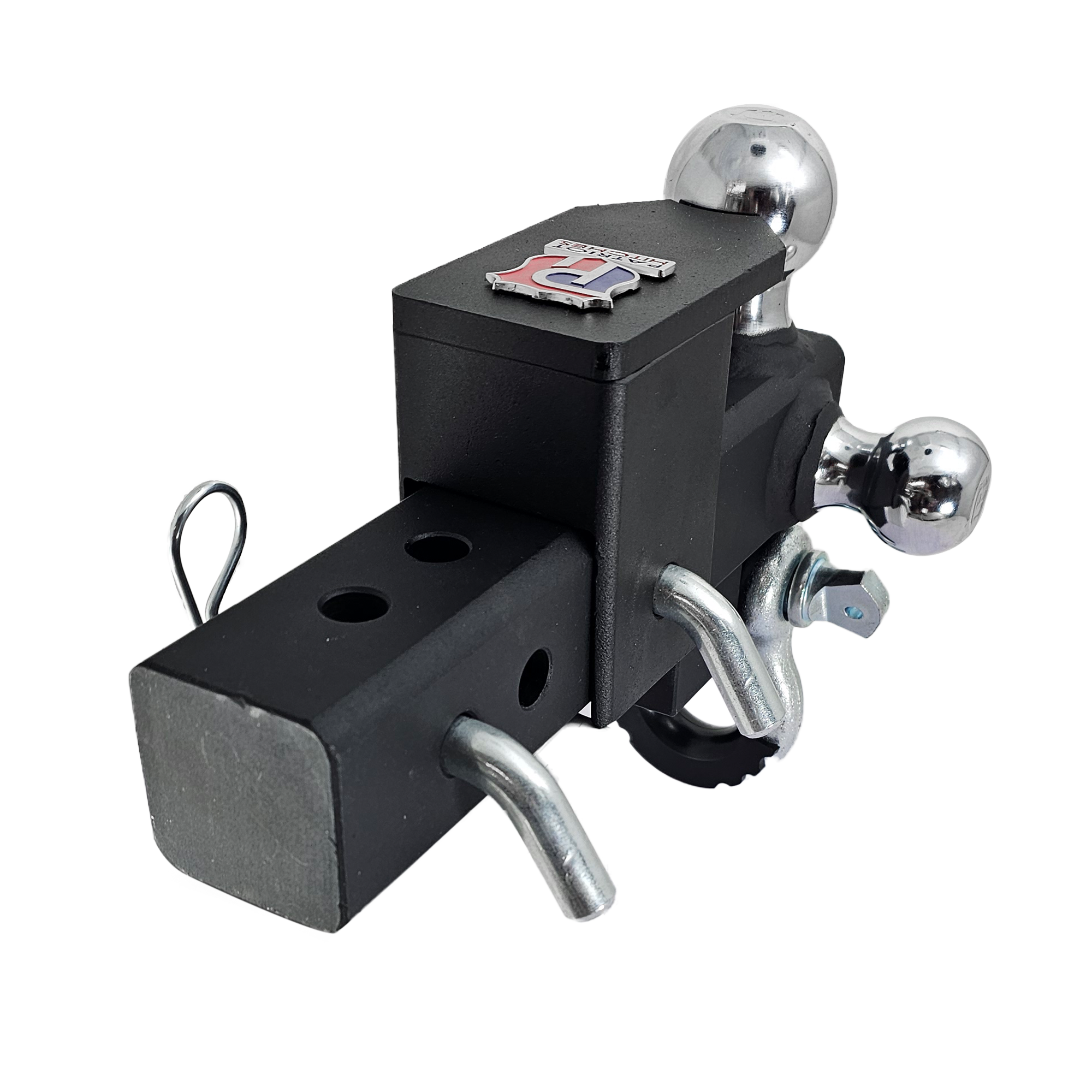The Captain 5 in 1 - 5-Way 3-Ball Mount for 2-1/2" Hitches - 30K – Silver Accent (Texture Chrome)