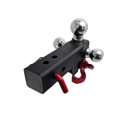 Patriot Hitches 4-Way 3-Ball Mount for 2-1/2" Hitches - The Captain - 30K - Red Accent (Texture Chrome)