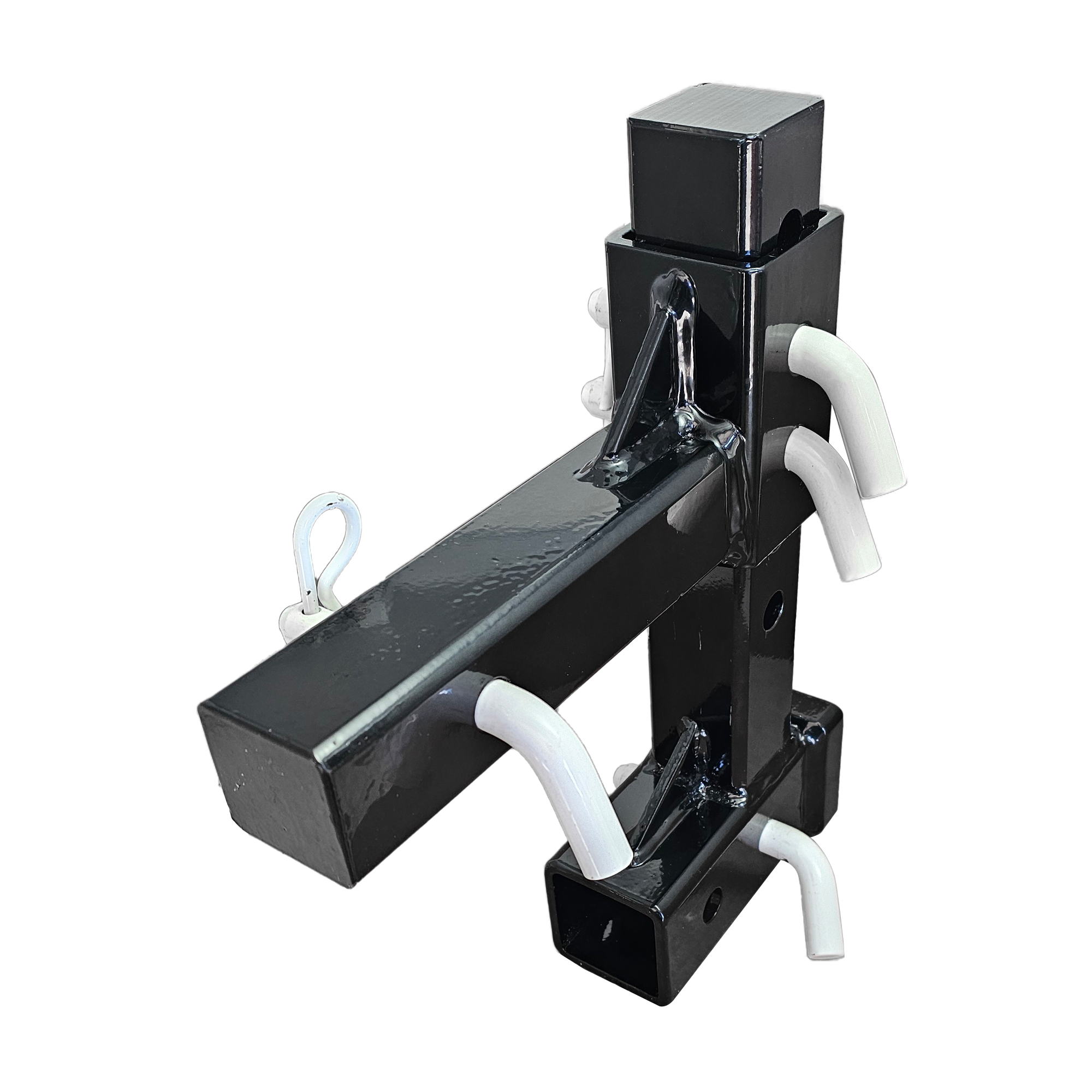 The General Heavy Duty - 2" Adjustable Drop Hitch Adapter - 11" Rise/Drop - 10K - White Accent (Black Gloss)