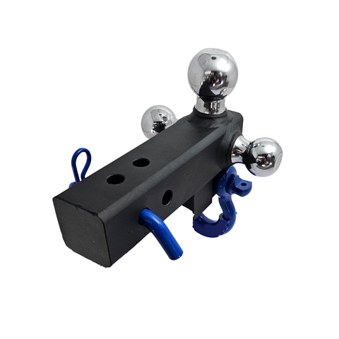 Patriot Hitches 4-Way 3-Ball Mount for 2-1/2" Hitches - The Captain - 30K - Blue Accent (Texture Chrome)