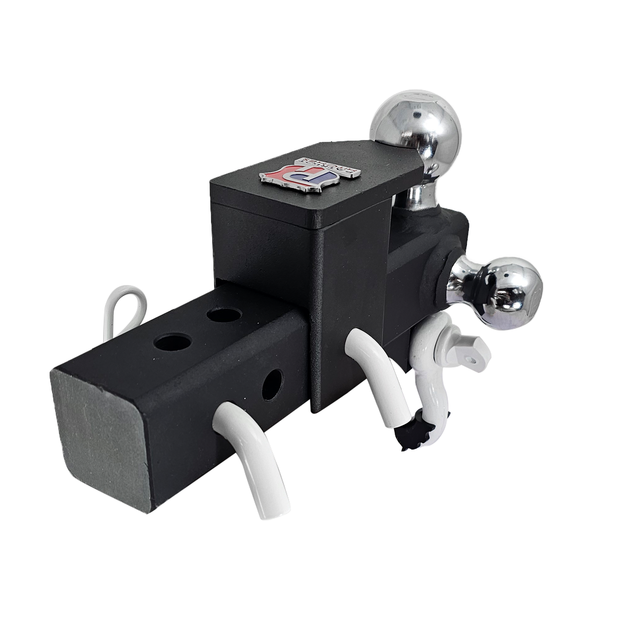 The Captain 5 in 1 - 5-Way 3-Ball Mount for 2-1/2" Hitches - 30K – White Accent (Texture Chrome)