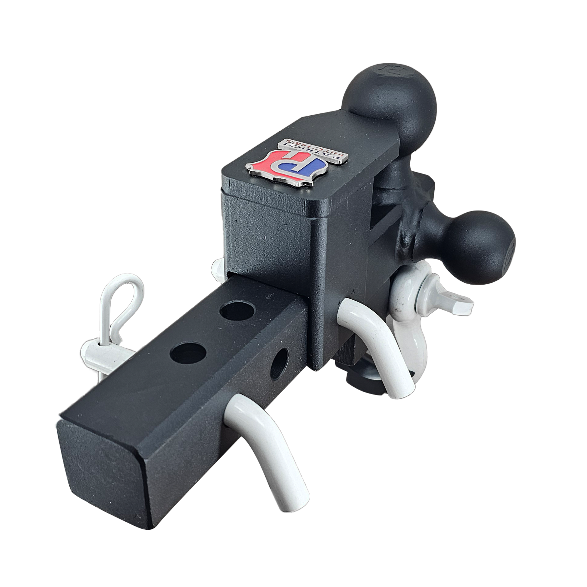 The Captain 5 in 1 - 5-Way 3-Ball Mount for 2" Hitches - 30K – White Accent
