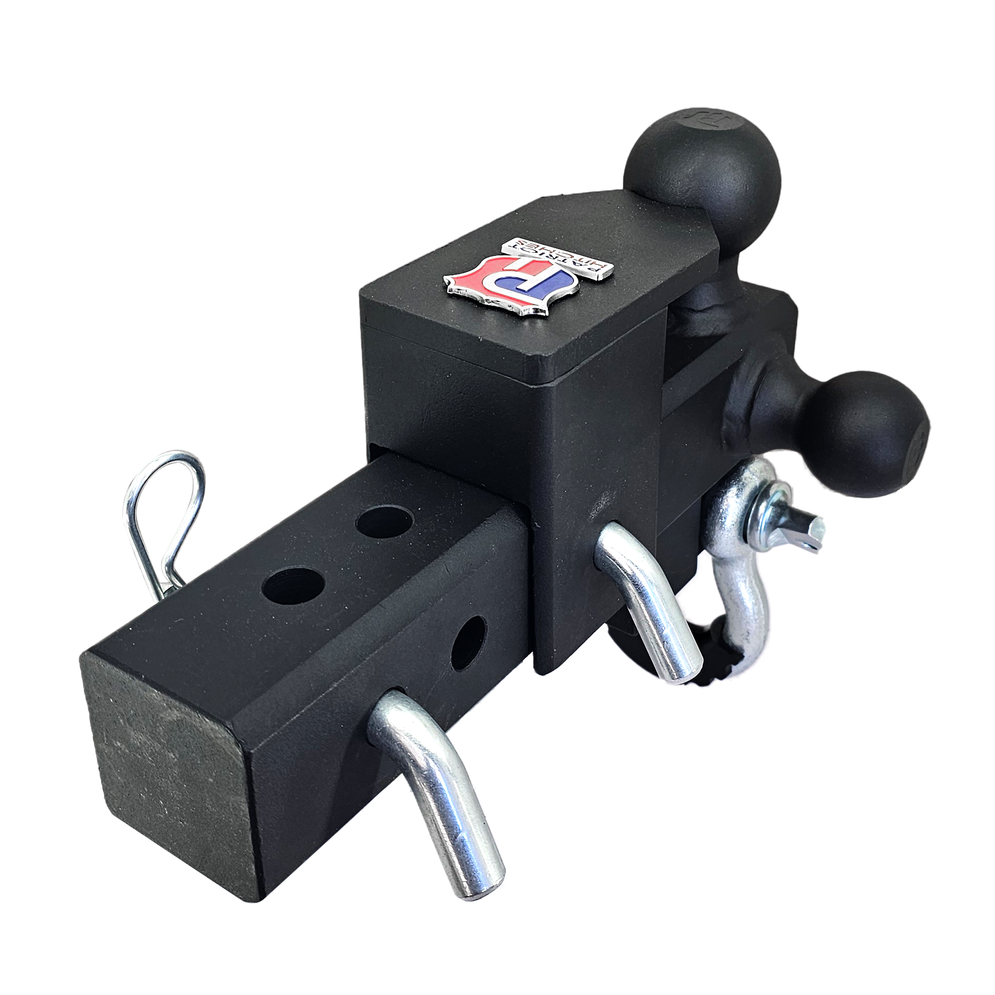 The Captain 5 in 1 - 5-Way 3-Ball Mount for 2-1/2" Hitches - 30K – Silver Accent