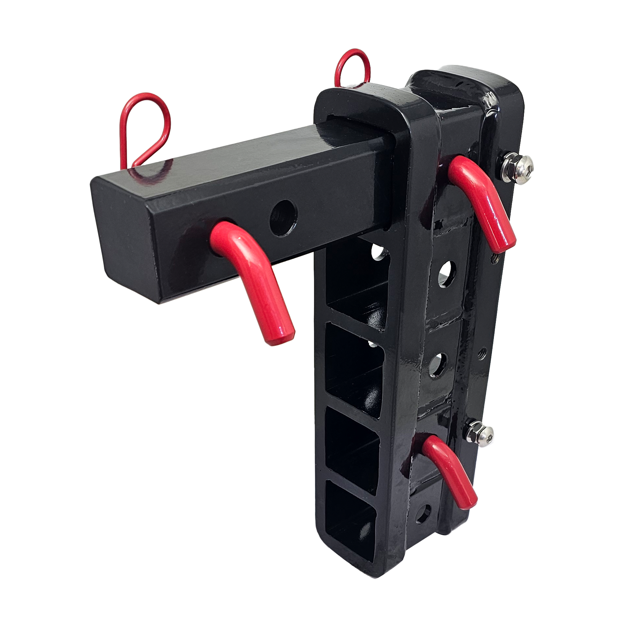 The Major - Patriot Hitches Adjustable Drop/Rise Hitch Stacked Receivers for 2" Hitches - 10" Drop/Rise – 30k - Red Accent (Black Gloss)