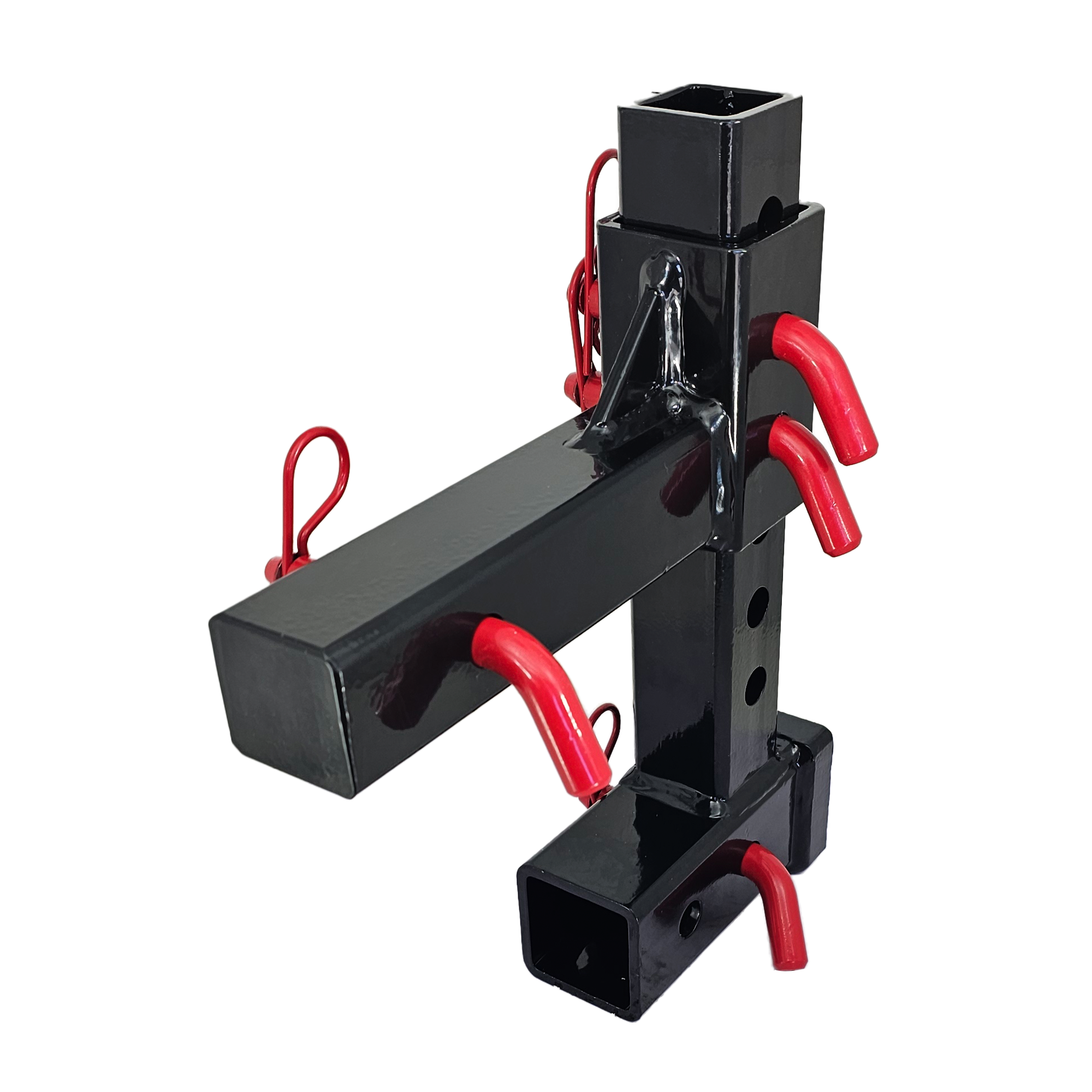 The General Normal Duty - 2" Adjustable Drop Hitch Adapter - 11" Rise/Drop - 7K - Red Accent (Black Gloss)