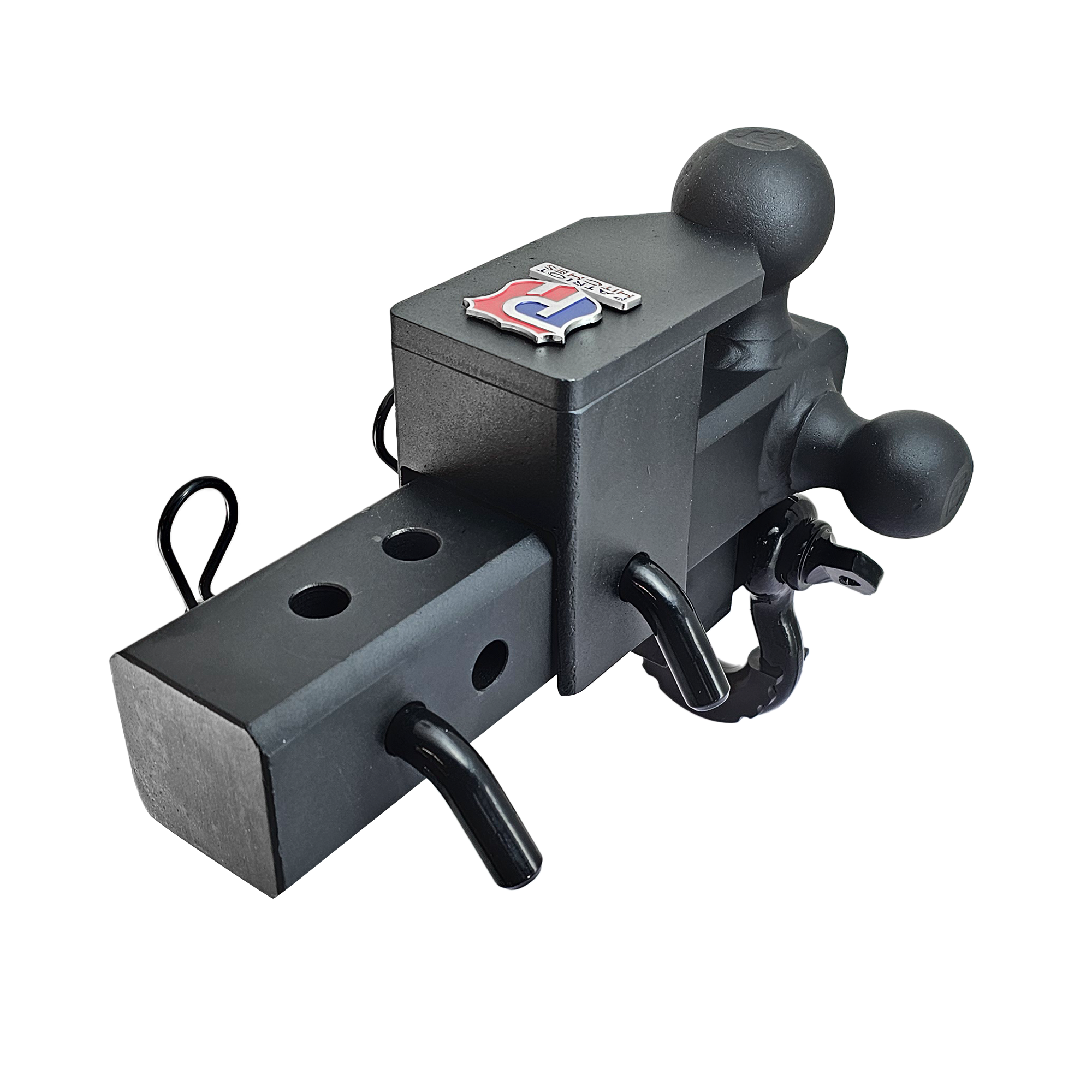 The Captain 5 in 1 - 5-Way 3-Ball Mount for 2-1/2" Hitches - 30K – Black Gloss Accent