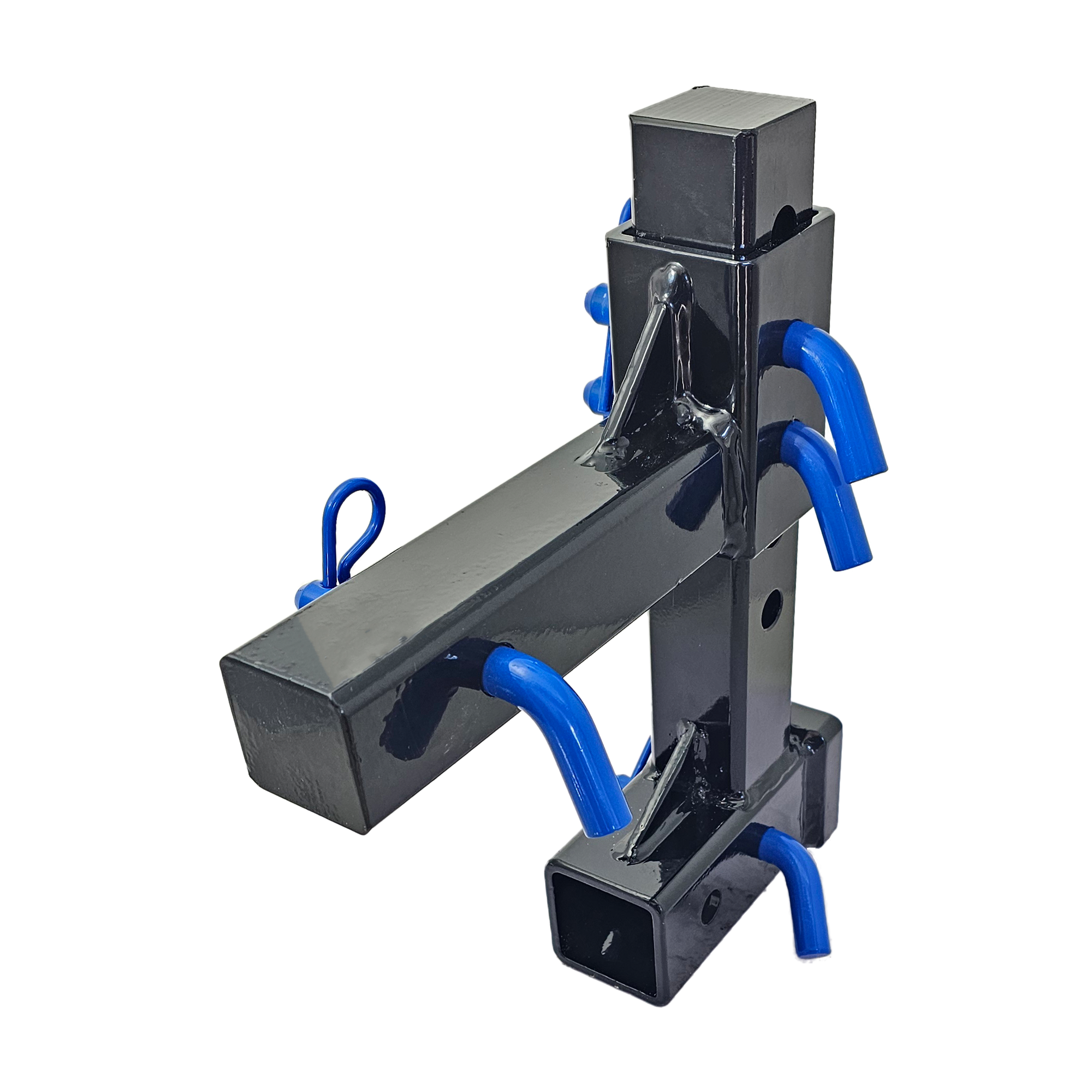 The General Heavy Duty - 2" Adjustable Drop Hitch Adapter - 11" Rise/Drop - 10K - Blue Accent (Black Gloss)