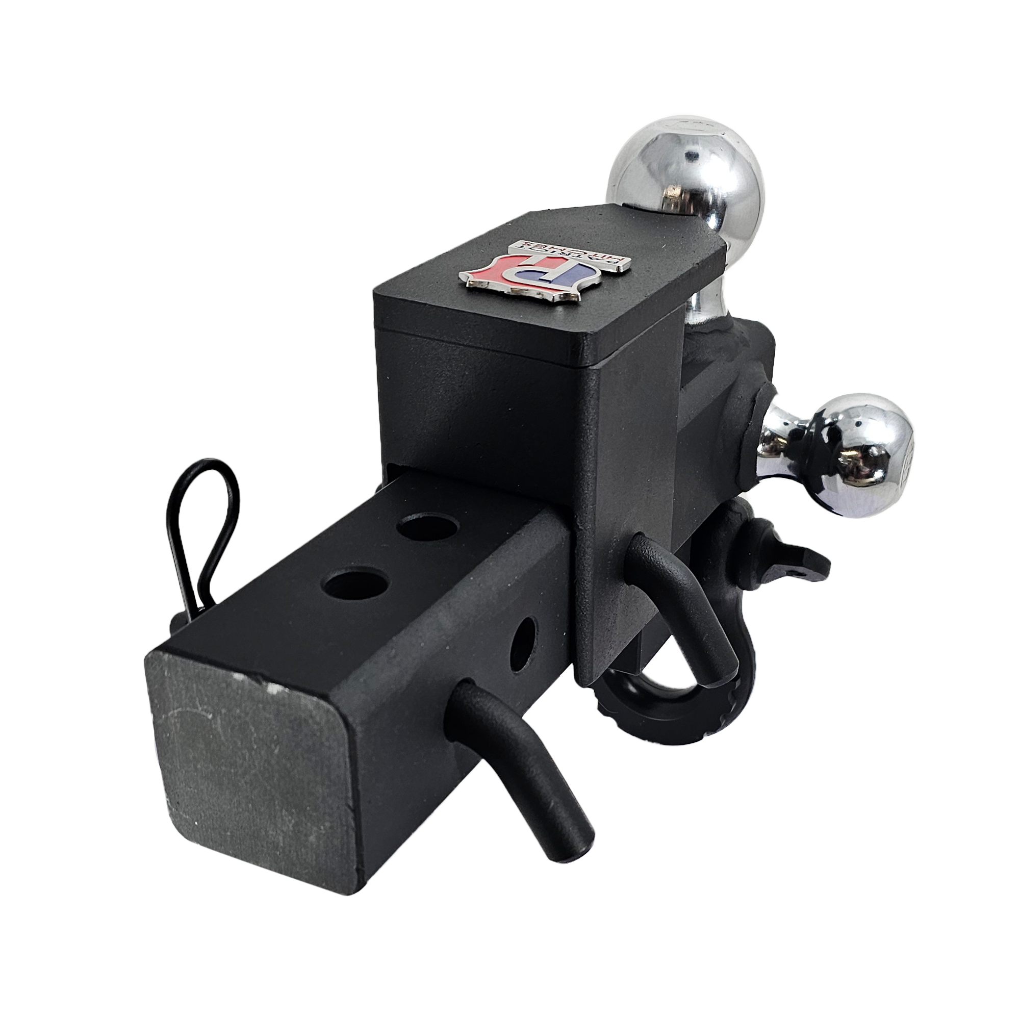 The Captain 5 in 1 - 5-Way 3-Ball Mount for 2-1/2" Hitches - 30K – Black Texture Accent (Texture Chrome)