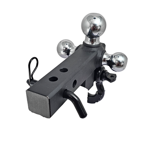 Patriot Hitches 4-Way 3-Ball Mount for 2" Hitches - The Captain - 30K - Black Gloss Accent (Texture Chrome)