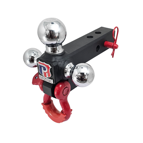 Patriot Hitches 4-Way 3-Ball Mount for 2" Hitches - The Captain - 30K - Red Accent (Texture Chrome)