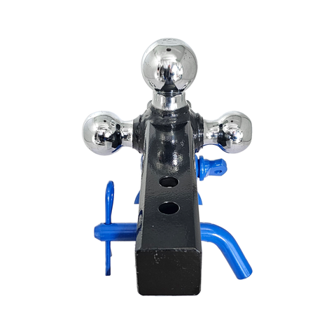 Patriot Hitches 4-Way 3-Ball Mount for 2" Hitches - The Captain - 30K - Blue Accent (Black Gloss Chrome)