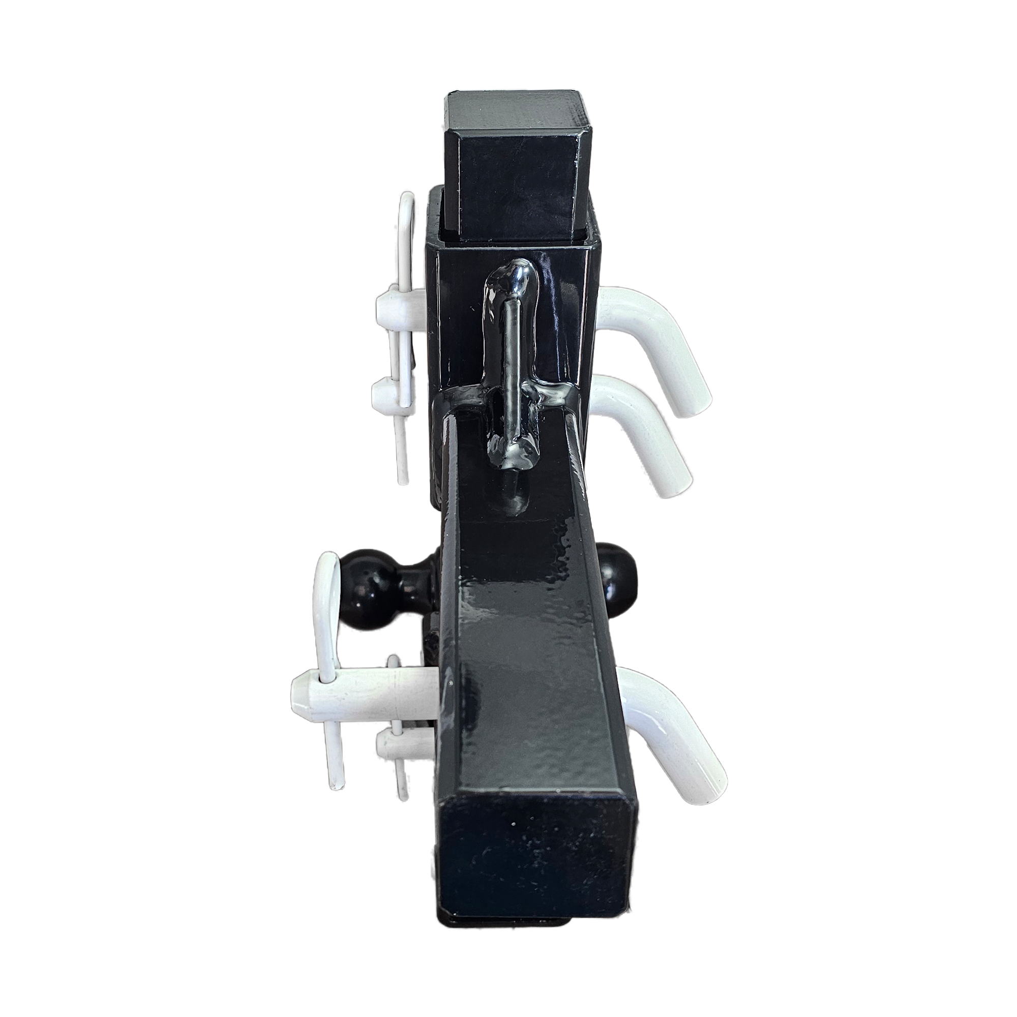 The Commander - Patriot Hitches 2" Adjustable Drop Hitch Adapter - 11" Rise/Drop - 10K w/ 4-Way 3-Ball Mount - White Accent (Black Gloss)