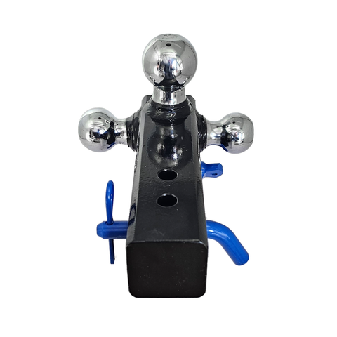 Patriot Hitches 4-Way 3-Ball Mount for 2-1/2" Hitches - The Captain - 30K - Blue Accent (Black Gloss - Chrome)