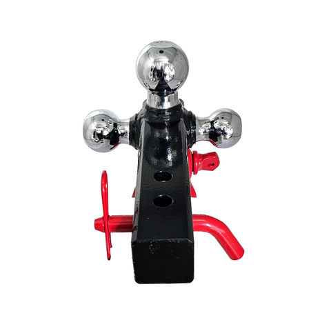 Patriot Hitches 4-Way 3-Ball Mount for 2" Hitches - The Captain - 30K - Red Accent (Black Gloss Chrome)