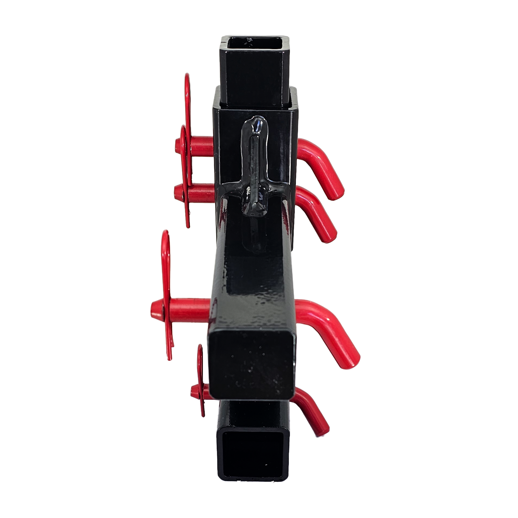 The General Normal Duty - 2" Adjustable Drop Hitch Adapter - 11" Rise/Drop - 7K - Red Accent (Black Gloss)