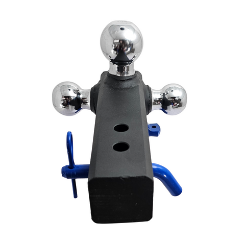 Patriot Hitches 4-Way 3-Ball Mount for 2-1/2" Hitches - The Captain - 30K - Blue Accent (Texture Chrome)