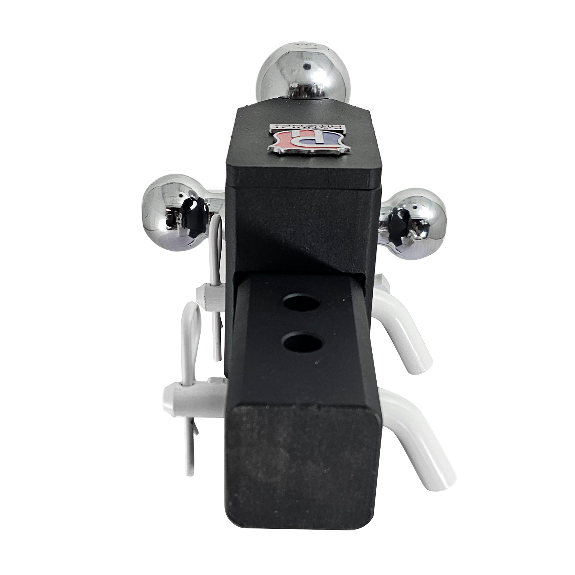 The Captain 5 in 1 - 5-Way 3-Ball Mount for 2-1/2" Hitches - 30K – White Accent (Texture Chrome)