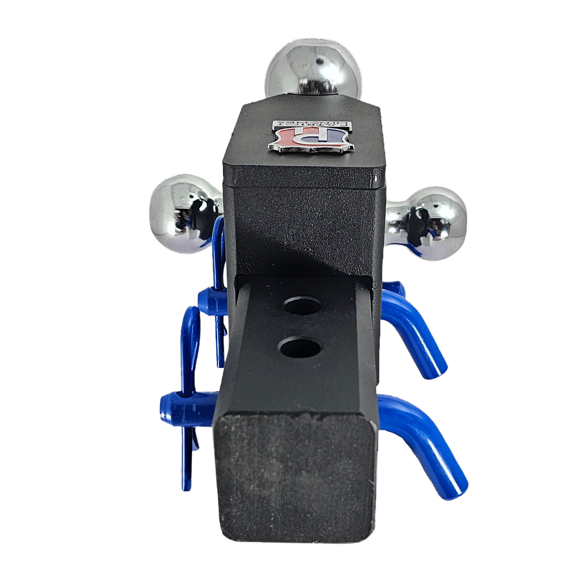 The Captain 5 in 1 - 5-Way 3-Ball Mount for 2-1/2" Hitches - 30K – Blue Accent (Texture Chrome)