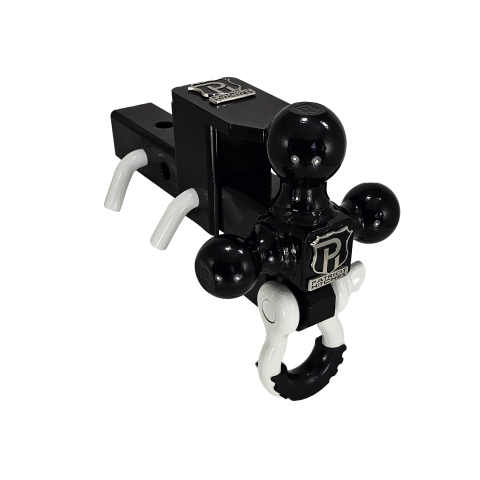 The Captain 5 in 1 - Patriot Hitches 5-Way 3-Ball Mount for 2" Hitches - The Captain - 30K – White Accent (Black Gloss)