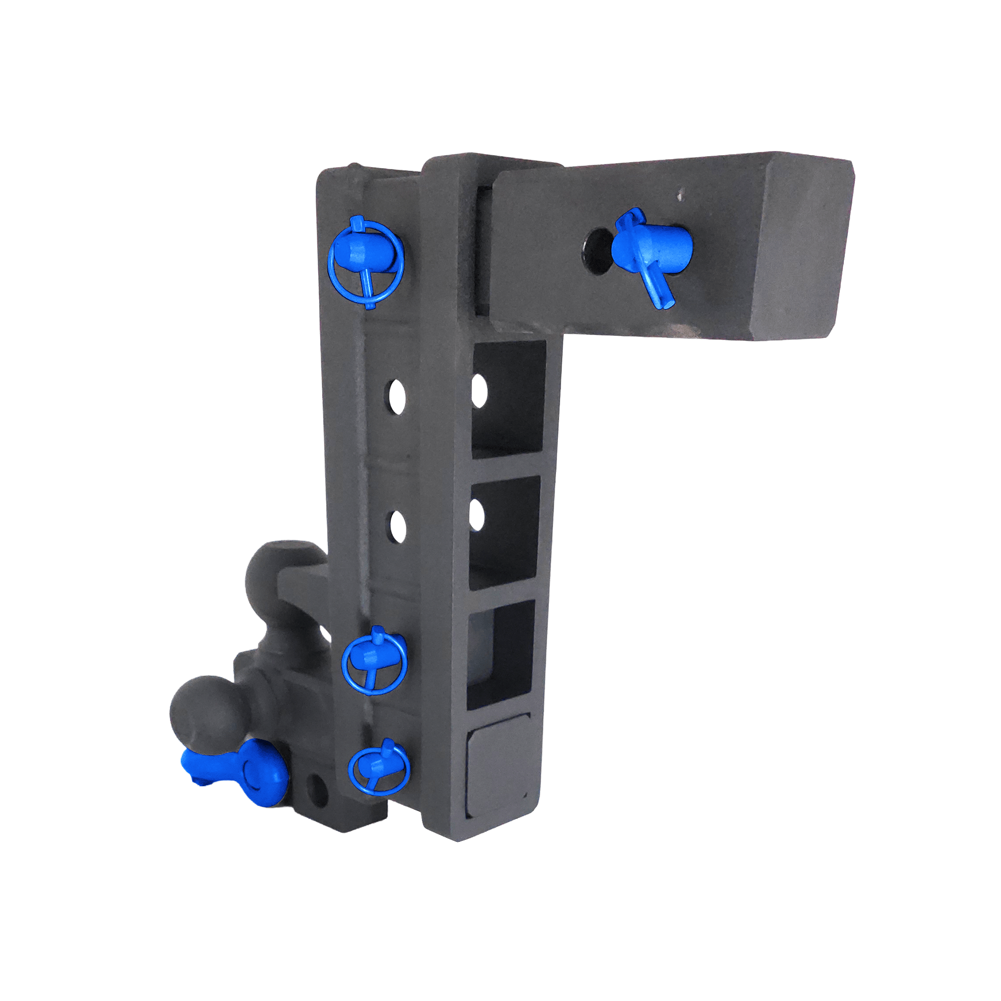 The Patriot - 10-Way+ 3-Ball Mount w/ Adjustable Stacked Receivers – 2-1/2" Hitch – 30K – Blue Accent
