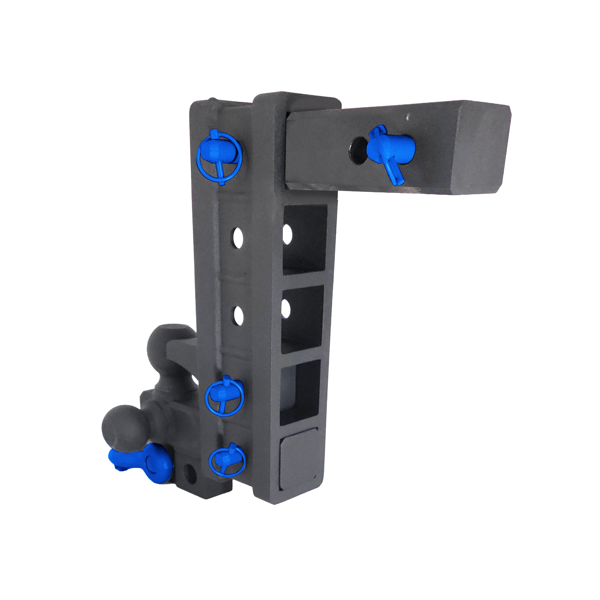 The Patriot - 10-Way+ 3-Ball Mount w/ Adjustable Stacked Receivers - 2" Hitch – 30K – Blue Accent