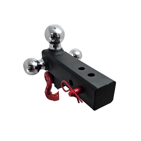 Patriot Hitches 4-Way 3-Ball Mount for 2-1/2" Hitches - The Captain - 30K - Red Accent (Texture Chrome)