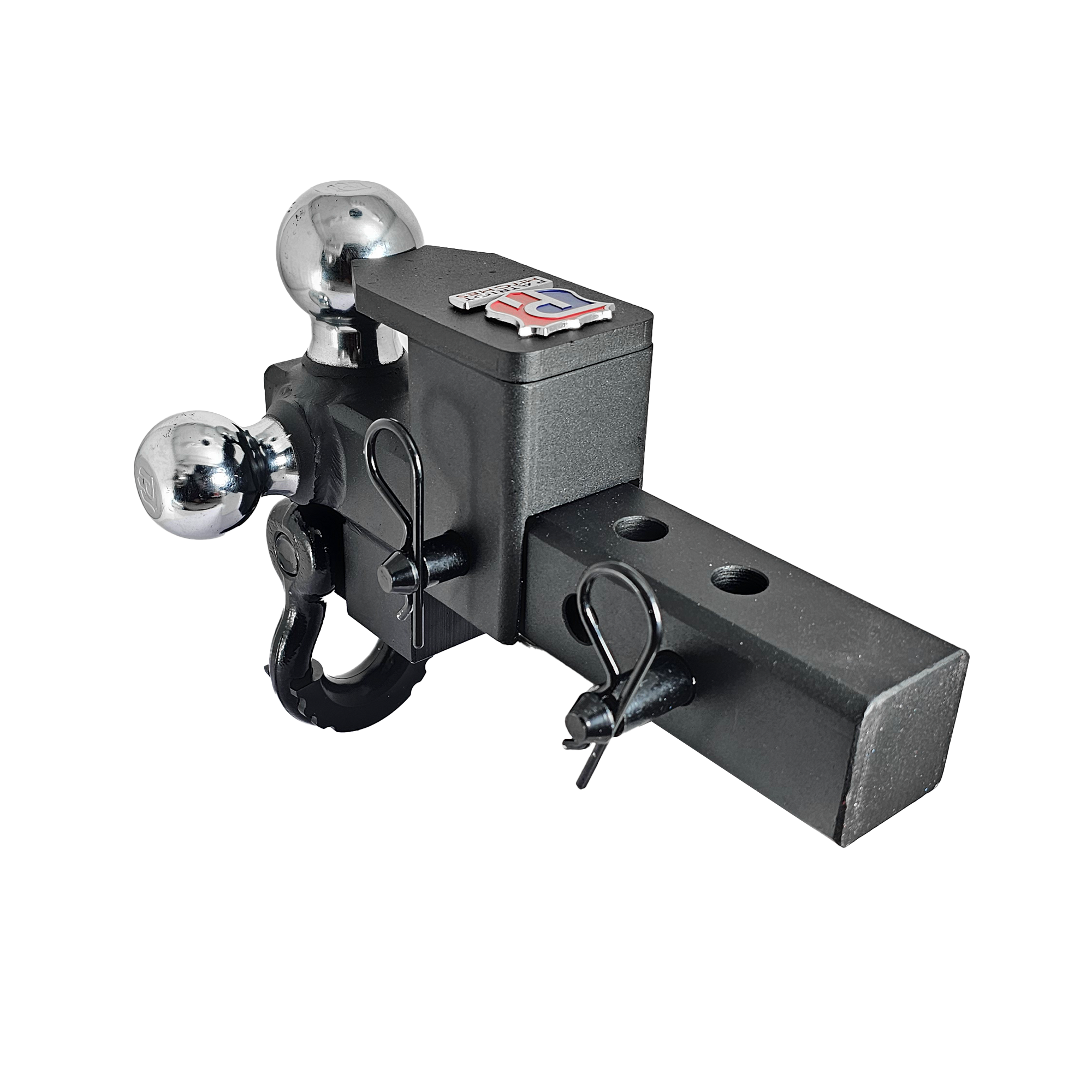 The Captain 5 in 1 - 5-Way 3-Ball Mount for 2" Hitches - 30K – Black Gloss Accent (Texture Chrome)