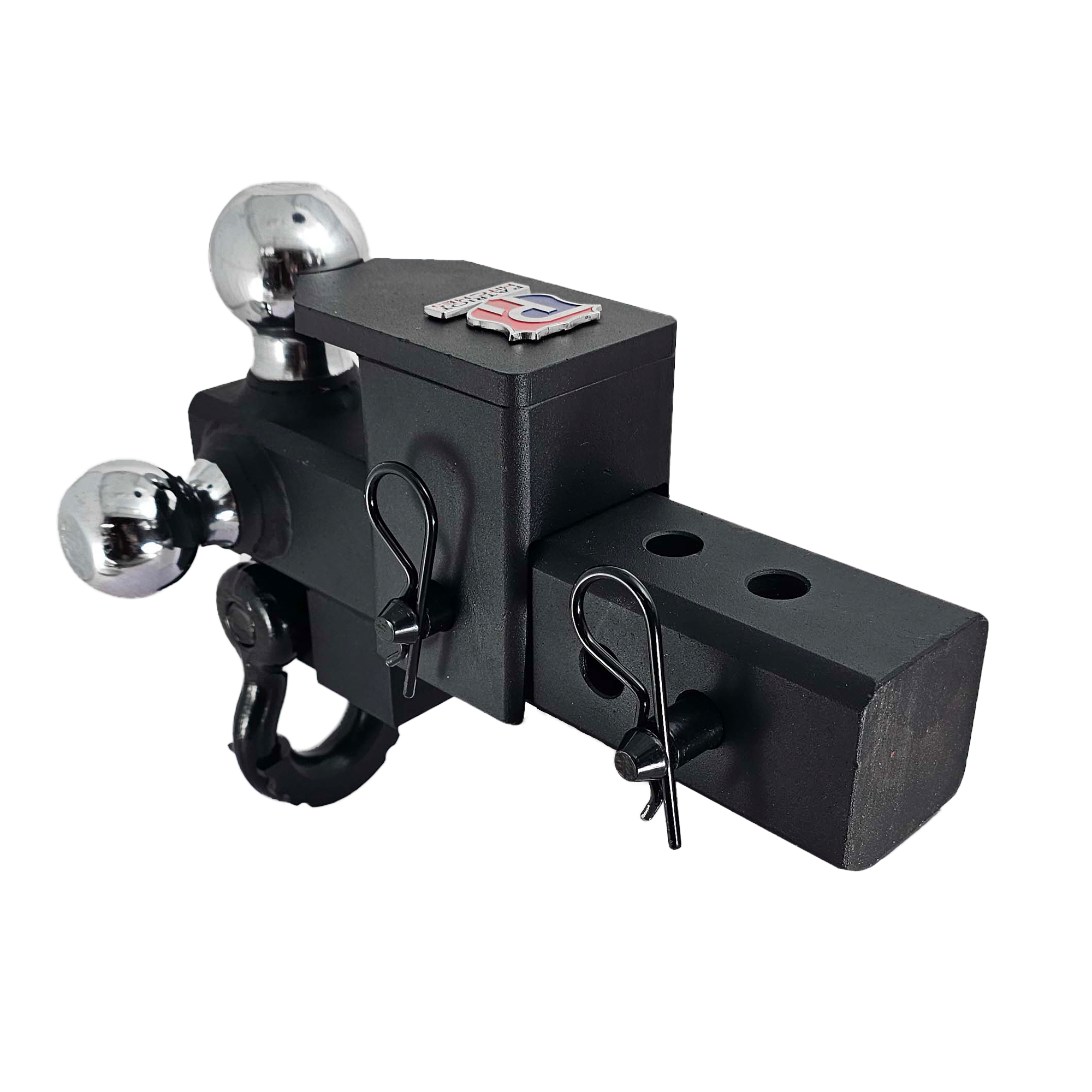 The Captain 5 in 1 - 5-Way 3-Ball Mount for 2-1/2" Hitches - 30K – Black Gloss Accent (Texture Chrome)