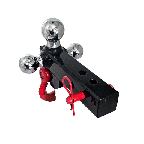 Patriot Hitches 4-Way 3-Ball Mount for 2" Hitches - The Captain - 30K - Red Accent (Black Gloss Chrome)