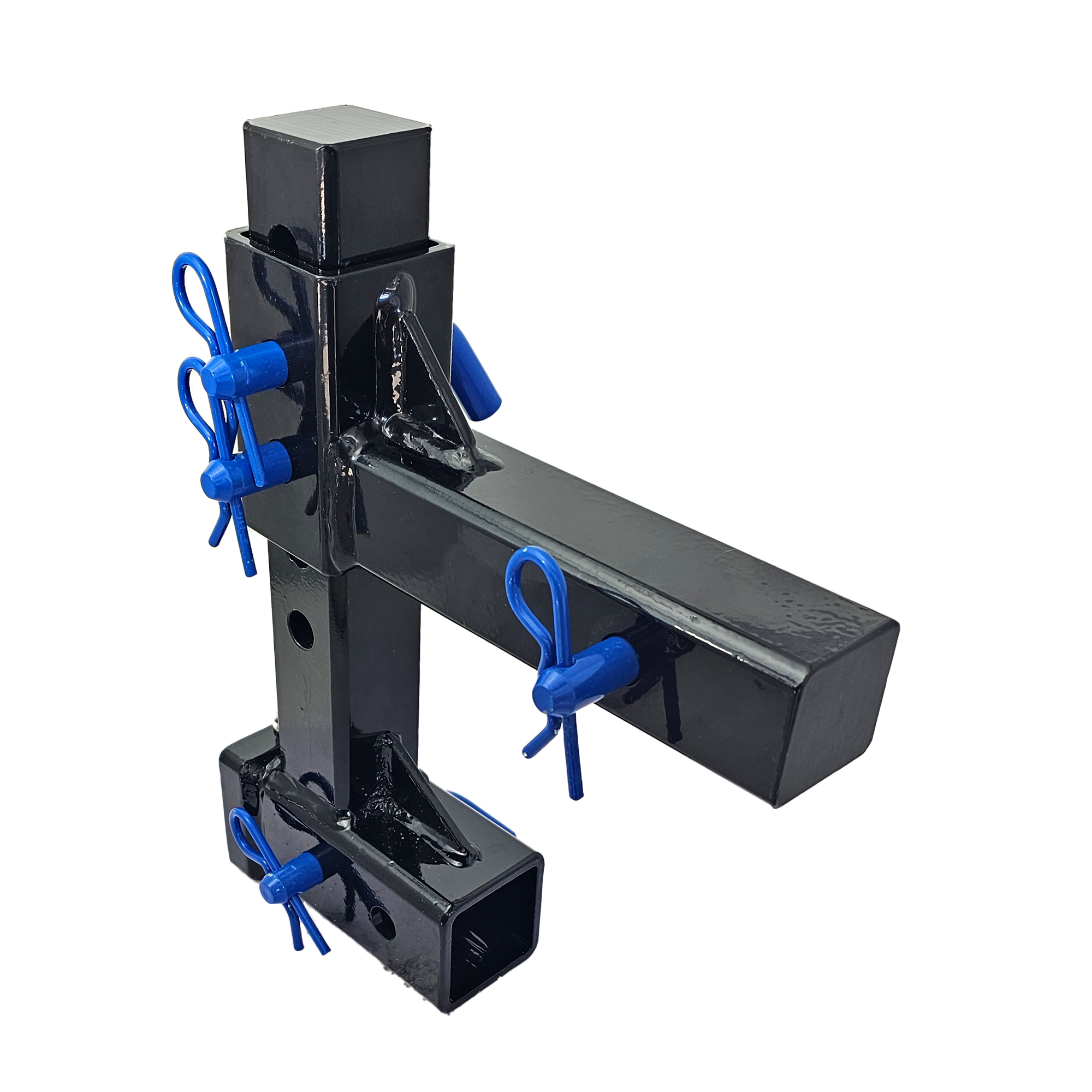 The General Heavy Duty - 2" Adjustable Drop Hitch Adapter - 11" Rise/Drop - 10K - Blue Accent (Black Gloss)