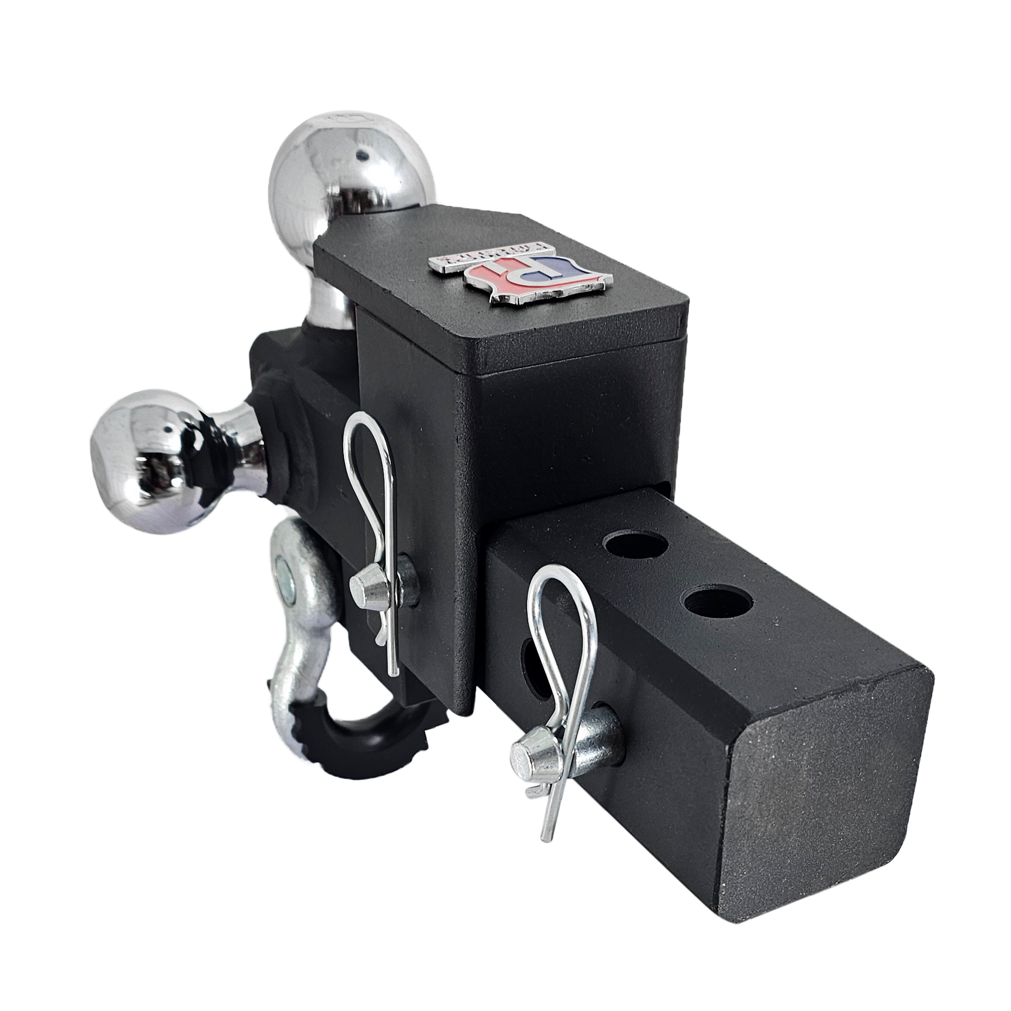 The Captain 5 in 1 - 5-Way 3-Ball Mount for 2-1/2" Hitches - 30K – Silver Accent (Texture Chrome)