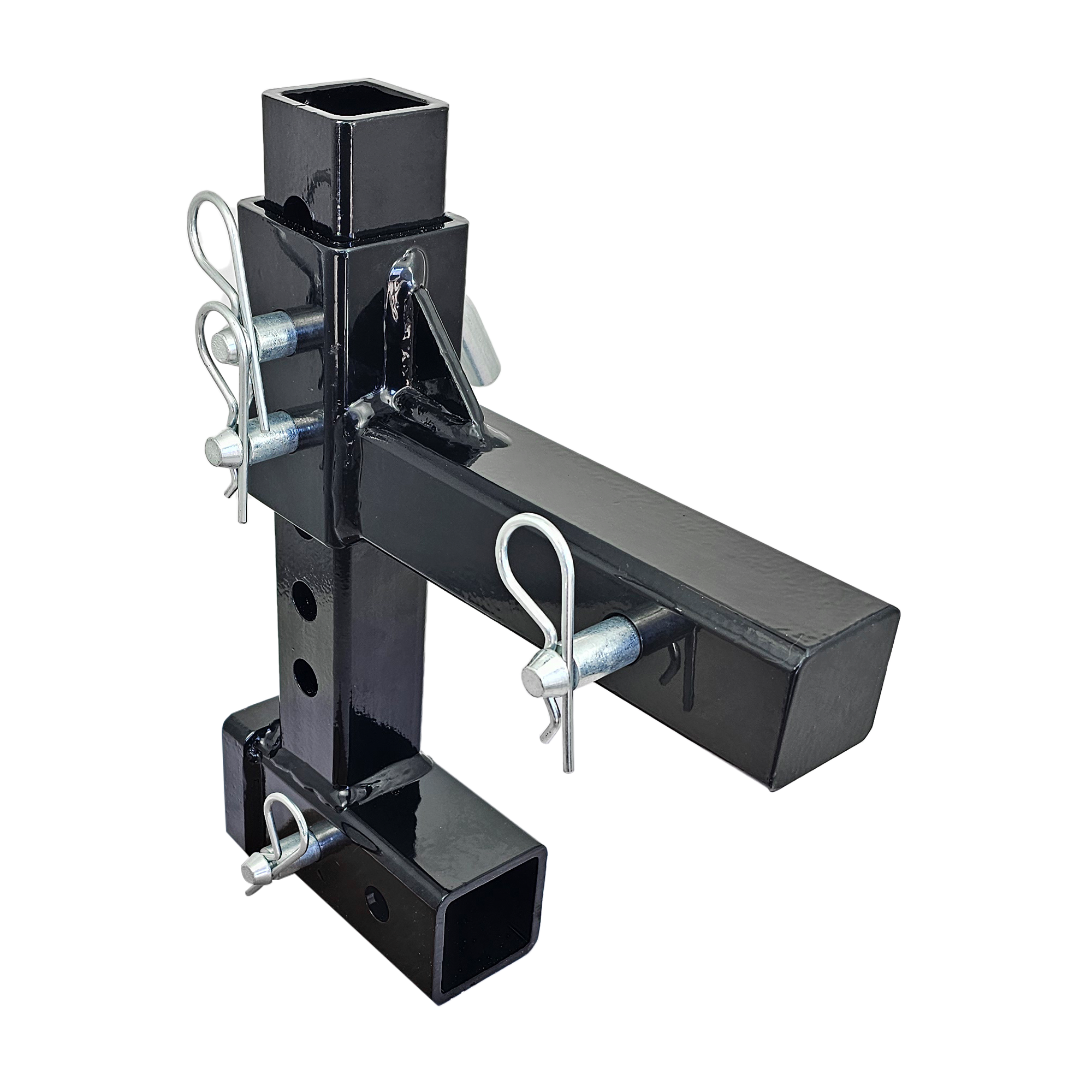 The General Normal Duty - 2" Adjustable Drop Hitch Adapter - 11" Rise/Drop - 7K - Silver Accent (Black Gloss)