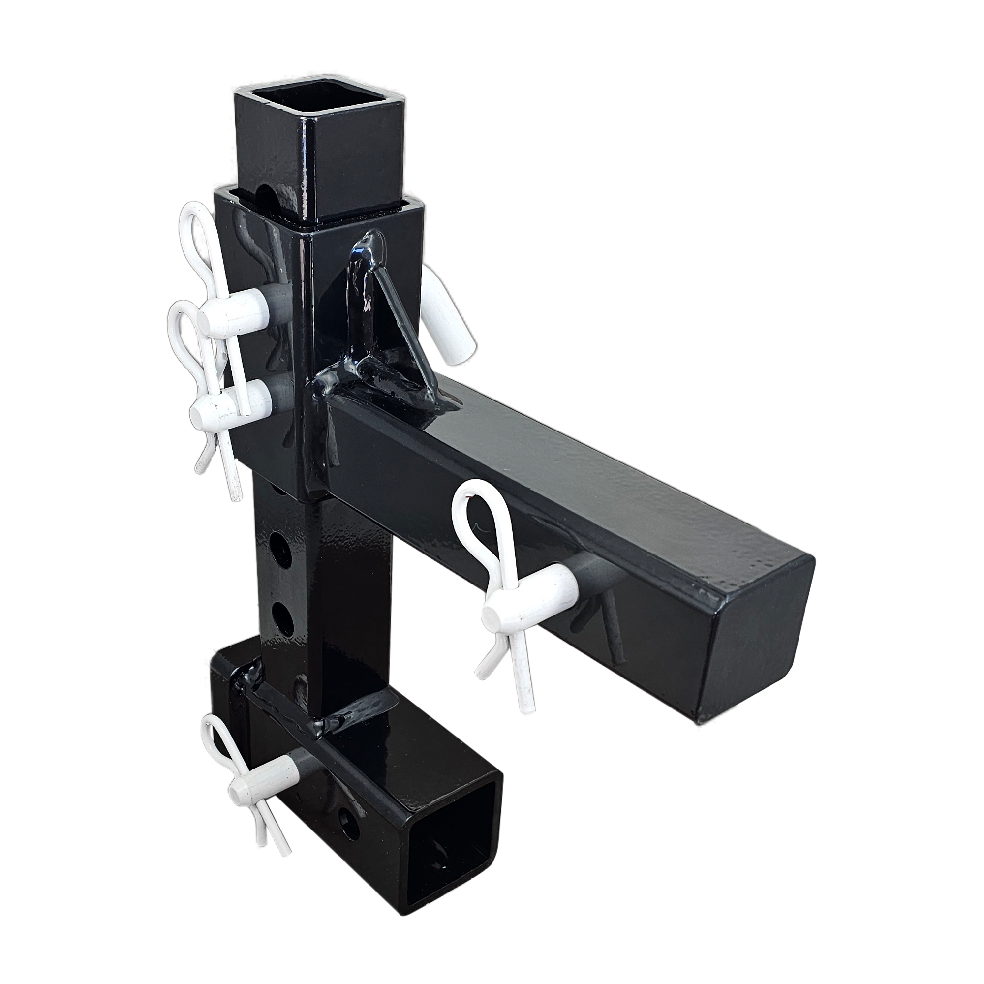 The General Normal Duty - 2" Adjustable Drop Hitch Adapter - 11" Rise/Drop - 7K - White Accent (Black Gloss)